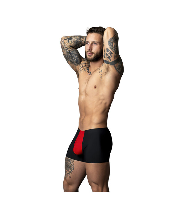 Male Power Pouch Short - L - Zwart/Rood
