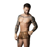 Pouch Short met Zwarte Cockring - S - Bruin Luipaard