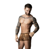 Pouch Short met Zwarte Cockring - L - Bruin Luipaard