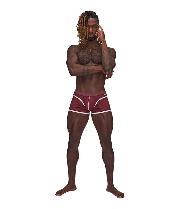 Male Power Mini Short - L - Burgundy
