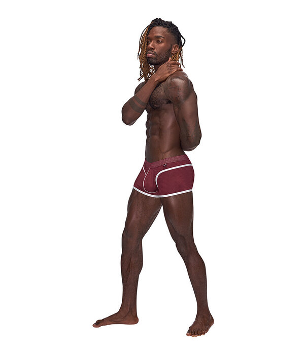 Male Power Mini Short - L - Burgundy