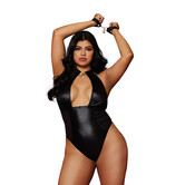 Fetish Teddy en Restraints Diamond - Plus Size - Zwart