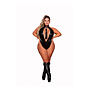 Faux Halter Teddy met Flogger - Plus Size - Zwart