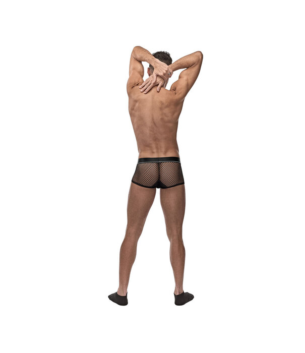 Male Power Mini Cockring Kort met Rode Cockring - M - Zwart