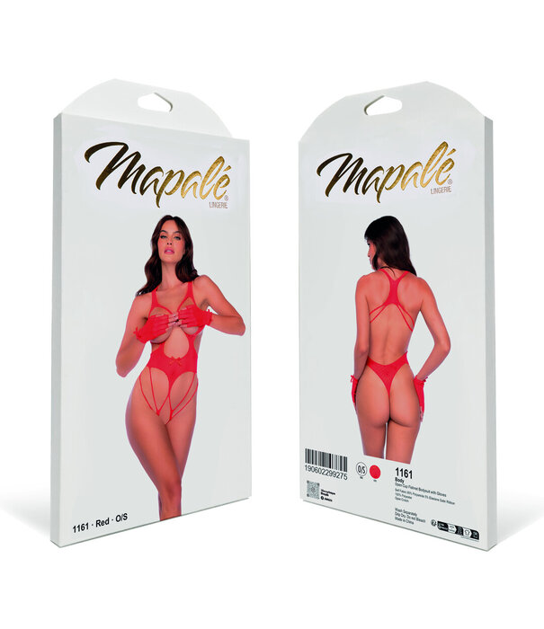 Mapalé Open Cup Visnet Bodysuit met Handschoenen - One Size - Rood