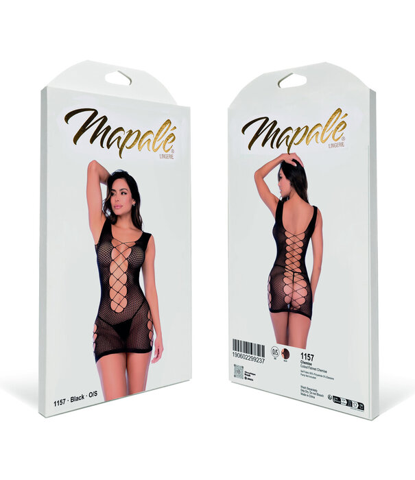 Mapalé Cutout Visnet Chemise - Één maat - Zwart