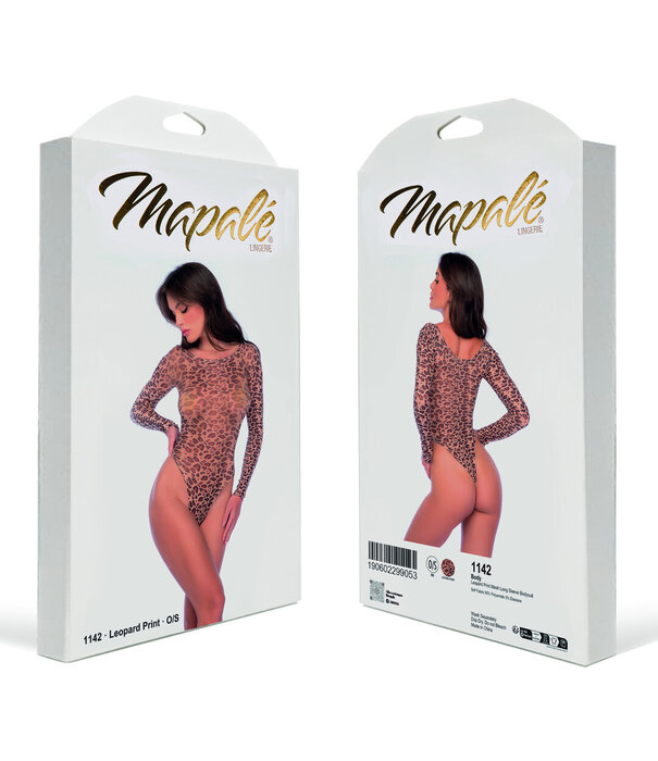 Mapalé Leopardprint Mesh Lange Mouwen Bodysuit - Één Maat - Leopard