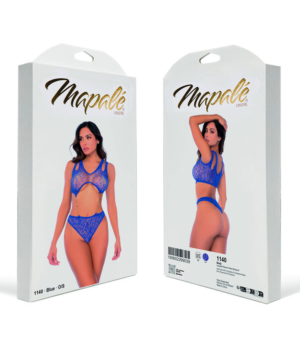 Mapalé Leopard Visnet Ketting Bodysuit - Één Maat - Blauw