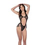 Rhinestone Fringe Mesh Bodysuit - One Size - Zwart/Rhinestone