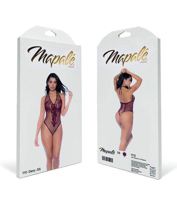 Mapalé Bloemen Fishnet Bodysuit - One Size - Kers
