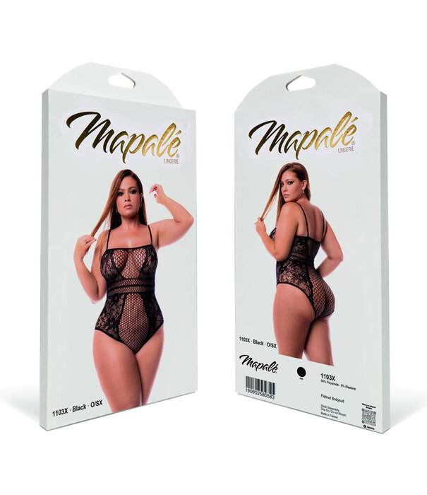 Mapalé Visnet Bodysuit - Koning Maat - Zwart