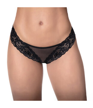 Kant en Mesh Slip - S/M - Zwart