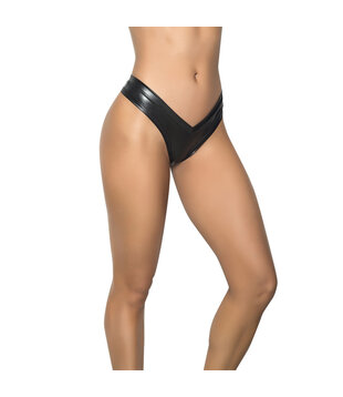 Hoge Been Glanzende String - M/L - Nat Kijk Zwart