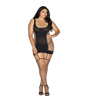 Opaak Diamant Net Garter Jurk