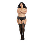 Sheer Thigh Highs met Lace Top - Plus Size - Zwart