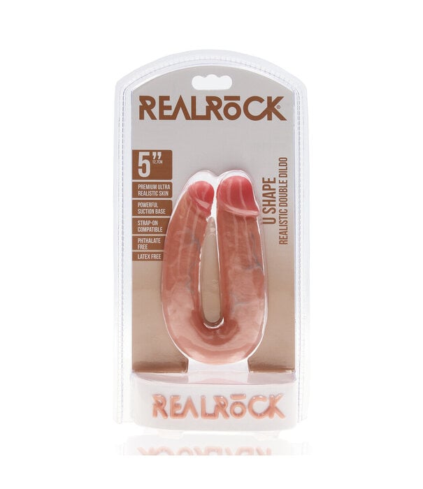 RealRock by Shots U Vormige Dubbele Dildo 5 / 12,7 cm - Vlees