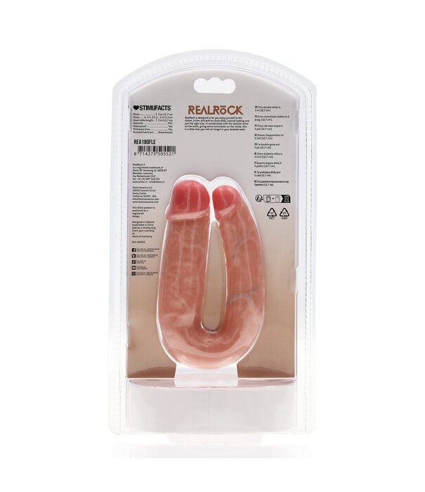 RealRock by Shots U Vormige Dubbele Dildo 5 / 12,7 cm - Vlees