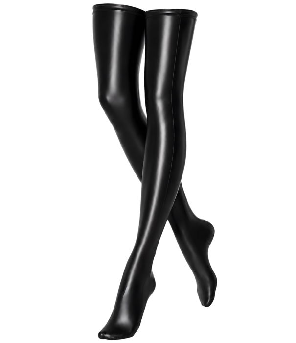 * NOIR handmade Noir Handmade F403 wetlook overknee kousen met voet zwart