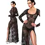 Noir Handmade F405 transparante kanten maxi jurk met hoge split zwart