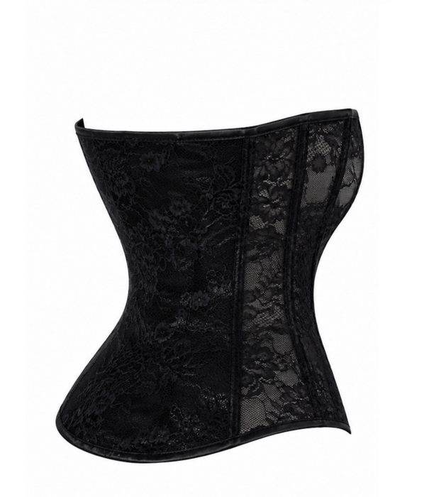 * NOIR handmade Noir Handmade F406 kanten corset met powerwetlook zwart