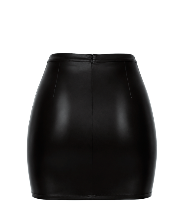 * NOIR handmade Noir Handmade F407 wetlook minirok zwart met decoratieve naden