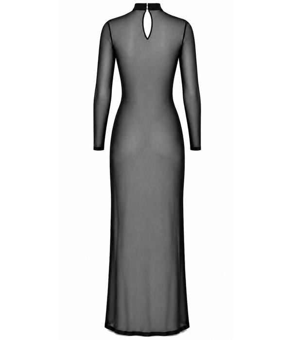 * NOIR handmade Noir Handmade F410 transparante maxi jurk met veters zwart