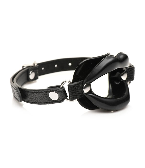 Juicy Lips - Siliconen Open Mond Gag - Zwart