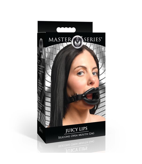 Juicy Lips - Siliconen Open Mond Gag - Zwart