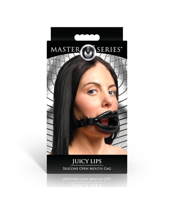 Juicy Lips - Siliconen Open Mond Gag - Zwart