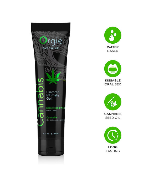 Orgie Lube Tube Cannabis - Waterbased Lubricant - 3 fl oz / 100 ml