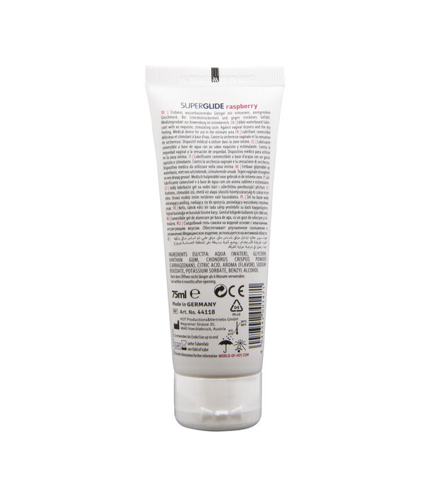 HOT Superglide - Eetbaar Waterbasis Glijmiddel - Framboos - 3 fl oz / 75 ml