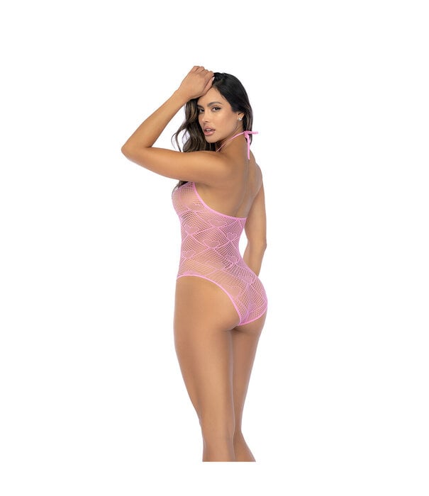 Mapalé Hart Visnet Bodysuit met Hartdetail - One Size - Bubbelgum Roze