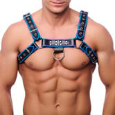 Premium Leren Harnas - S/M - Zwart/Blauw