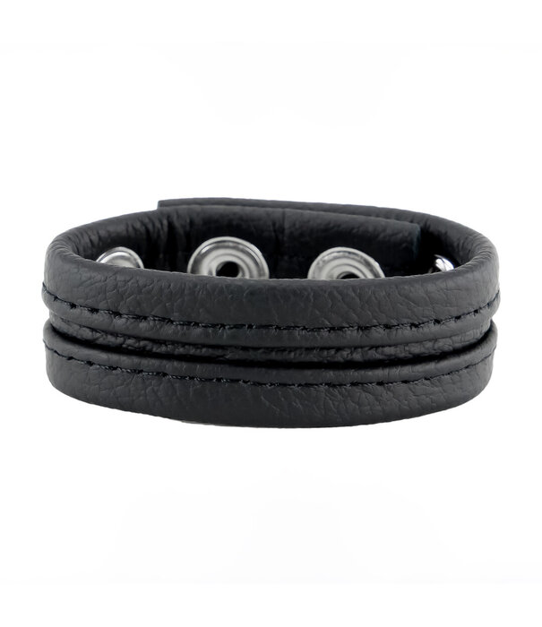 Red Leather Verstelbare Leren Cockring - Zwart