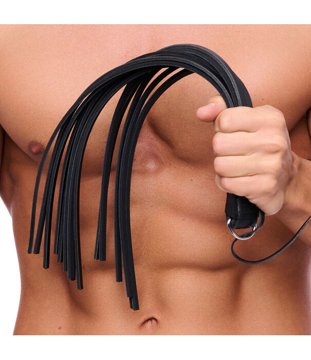 Red Leather Martinet met Leren Touwen - 43 cm - Zwart