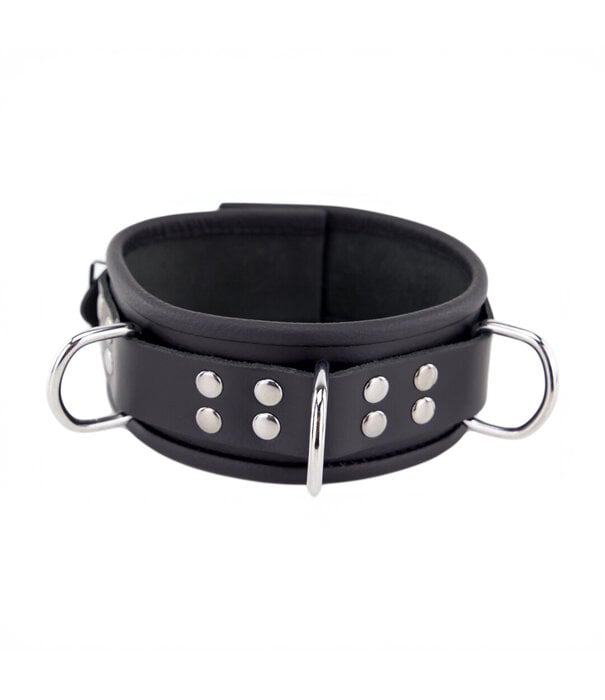 Red Leather Leren Ketting 3 D Ringen - Zwart