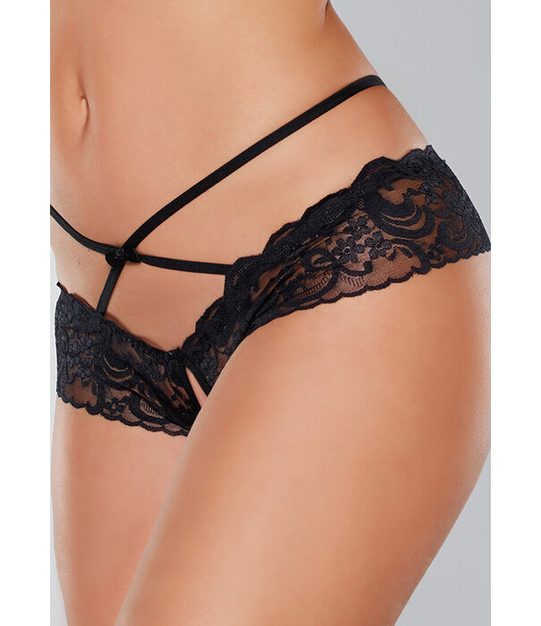 Allure Open Panty met Kant Criss Cross Band - One Size