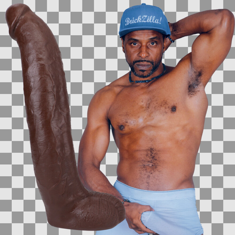 Doc Johnson Brickzilla - Realistische ULTRASKYN Dildo - 13 / 33 cm - Chocolade