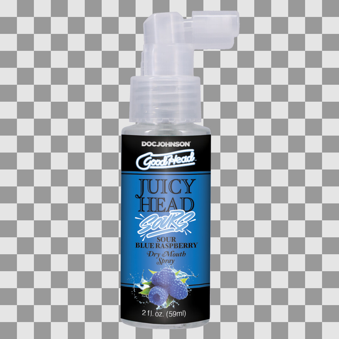 Doc Johnson Juicy Head - Dry Mouth Spray - Sour Blue Raspberry - 2 fl oz / 59 ml