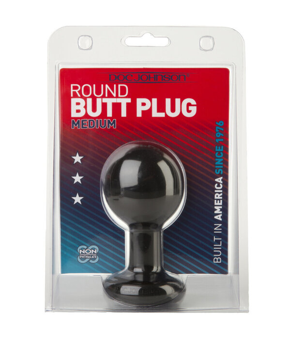 Doc Johnson The Classic - Round Butt Plug - Medium - Black