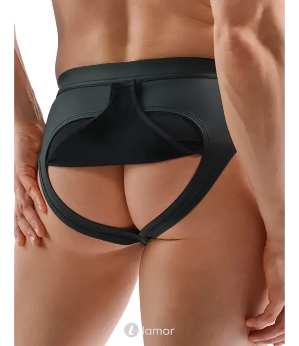 * SVENJOYMENT Svenjoyment jockstrap SJ2100401 zwart in matte look met metalen rits en opklapbare mesh achterkant