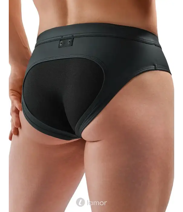 * SVENJOYMENT Svenjoyment jockstrap SJ2100401 zwart in matte look met metalen rits en opklapbare mesh achterkant