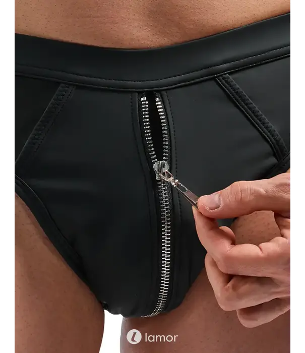 * SVENJOYMENT Svenjoyment jockstrap SJ2100401 zwart in matte look met metalen rits en opklapbare mesh achterkant