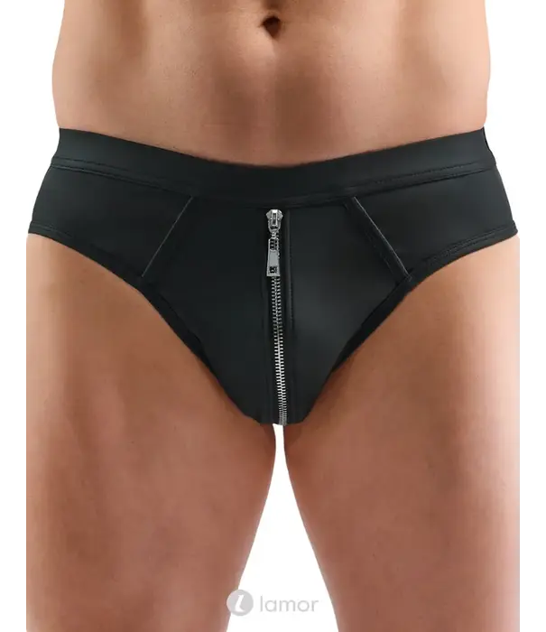 * SVENJOYMENT Svenjoyment jockstrap SJ2100401 zwart in matte look met metalen rits en opklapbare mesh achterkant