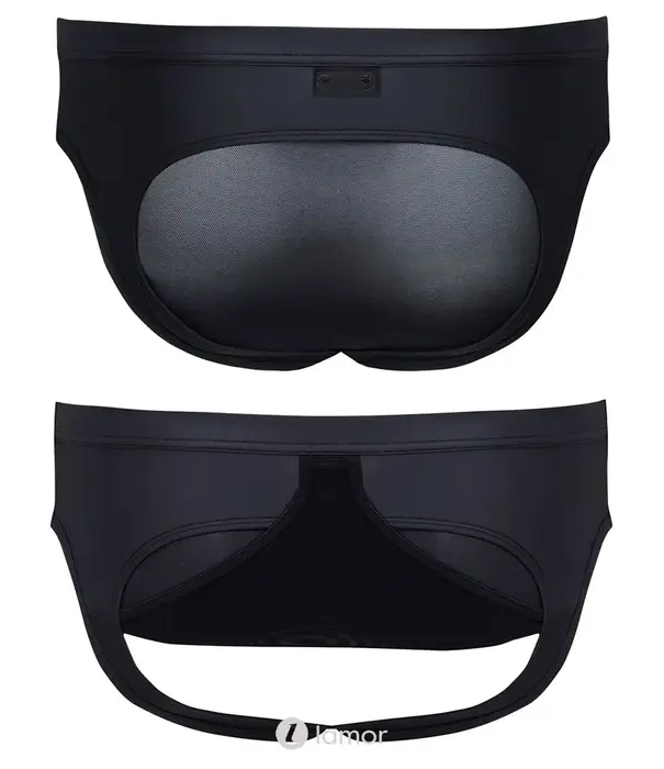 * SVENJOYMENT Svenjoyment jockstrap SJ2100401 zwart in matte look met metalen rits en opklapbare mesh achterkant