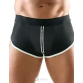 Svenjoyment sportieve jockstrap zwart met ritssluiting, witte strepen en open achterkant