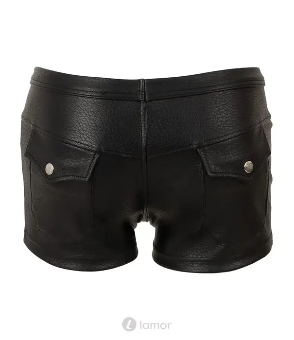 * SVENJOYMENT Svenjoyment lederlook herenpants SJ2133660 zwart met drukknopen en achterzakken