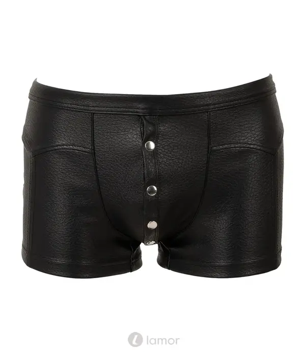 * SVENJOYMENT Svenjoyment lederlook herenpants SJ2133660 zwart met drukknopen en achterzakken