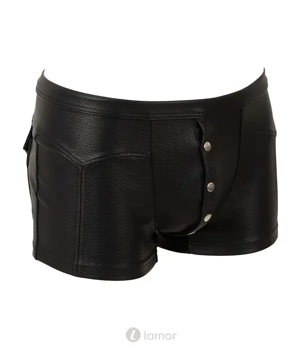 * SVENJOYMENT Svenjoyment lederlook herenpants SJ2133660 zwart met drukknopen en achterzakken