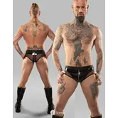 Regnes Fetish Planet vinyl mesh string REOscar001 zwart met transparant mesh en tweewegrits